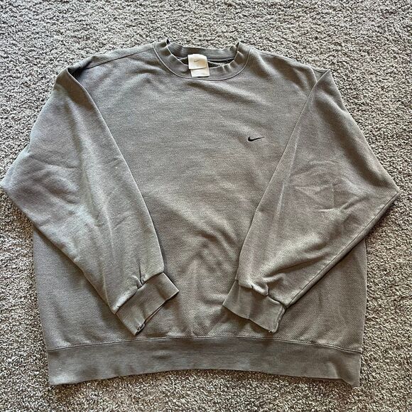 Nike Other - Vintage Y2K Nike Crewneck Sweatshirt Mini Swoosh Check Faded Grey Sz 2XL